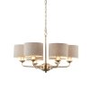 Lampa wisząca abażurowa sześciopłomienna lniana okrągła chromowana minimalistyczna klasyczna HIGHCLERE 99151 ENDON 